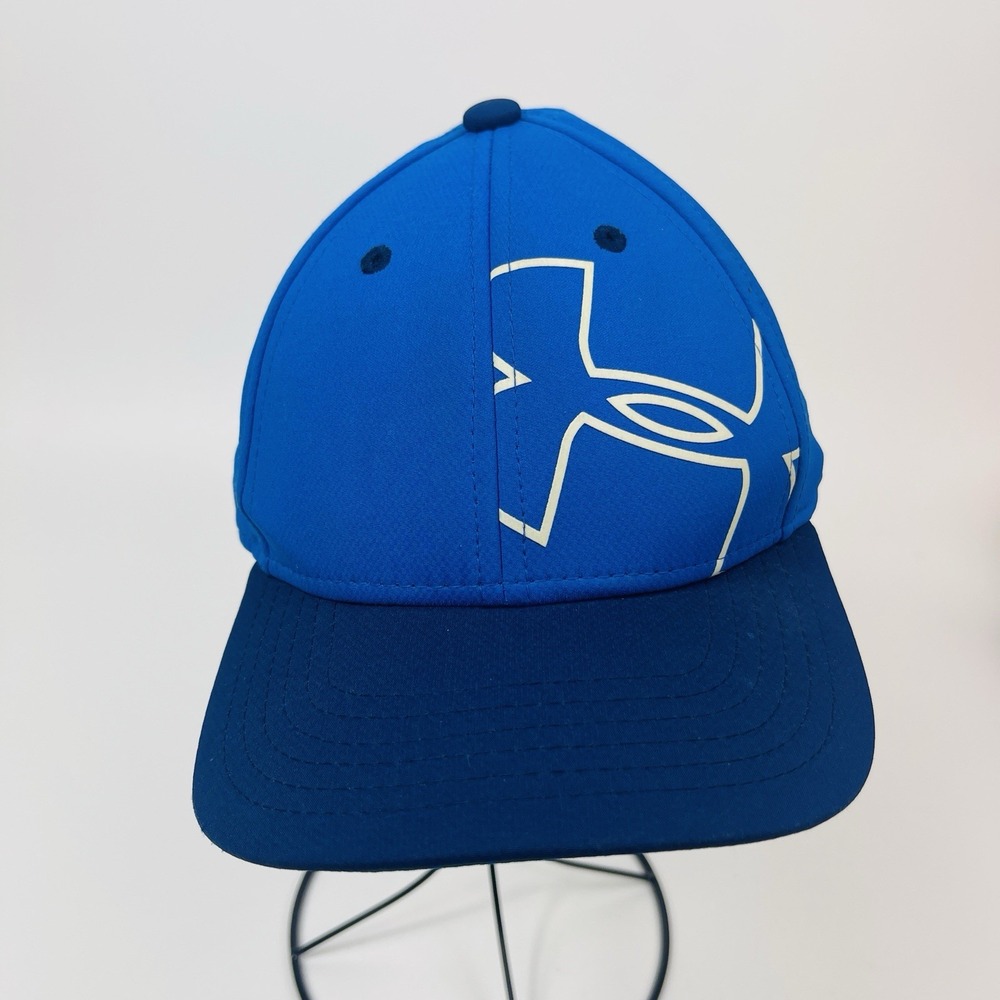 Under Armour Youth Stretch Fit Ball Cap Small Medium Blue Trimmed in Navy Logo